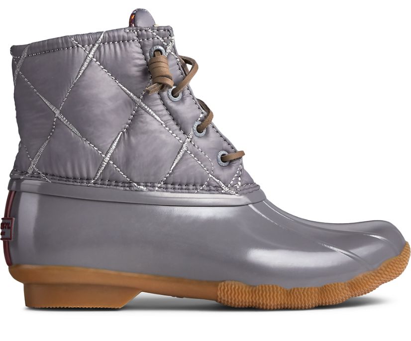 Sperry Saltwater Nylon Quilted Duck Boots - Women's Duck Boots - Grey [NG2879463] Sperry Top Sider I